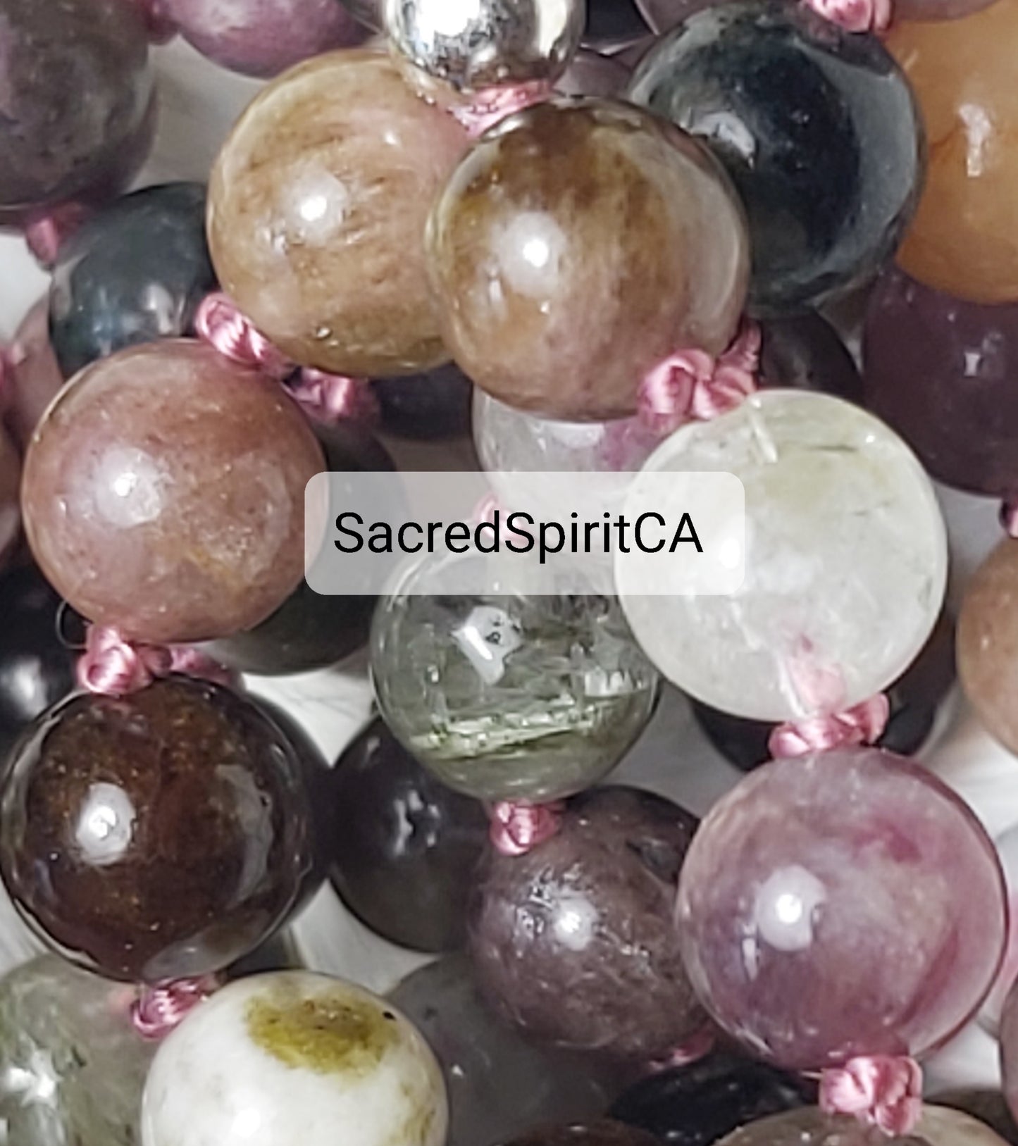 Grounded ~ MULTI-COLOR TOURMALINE Gemstone and 925 Sterling Silver Accents Meditation Gift Set. Mala Necklace, Hand-Knotted 108 Beads.