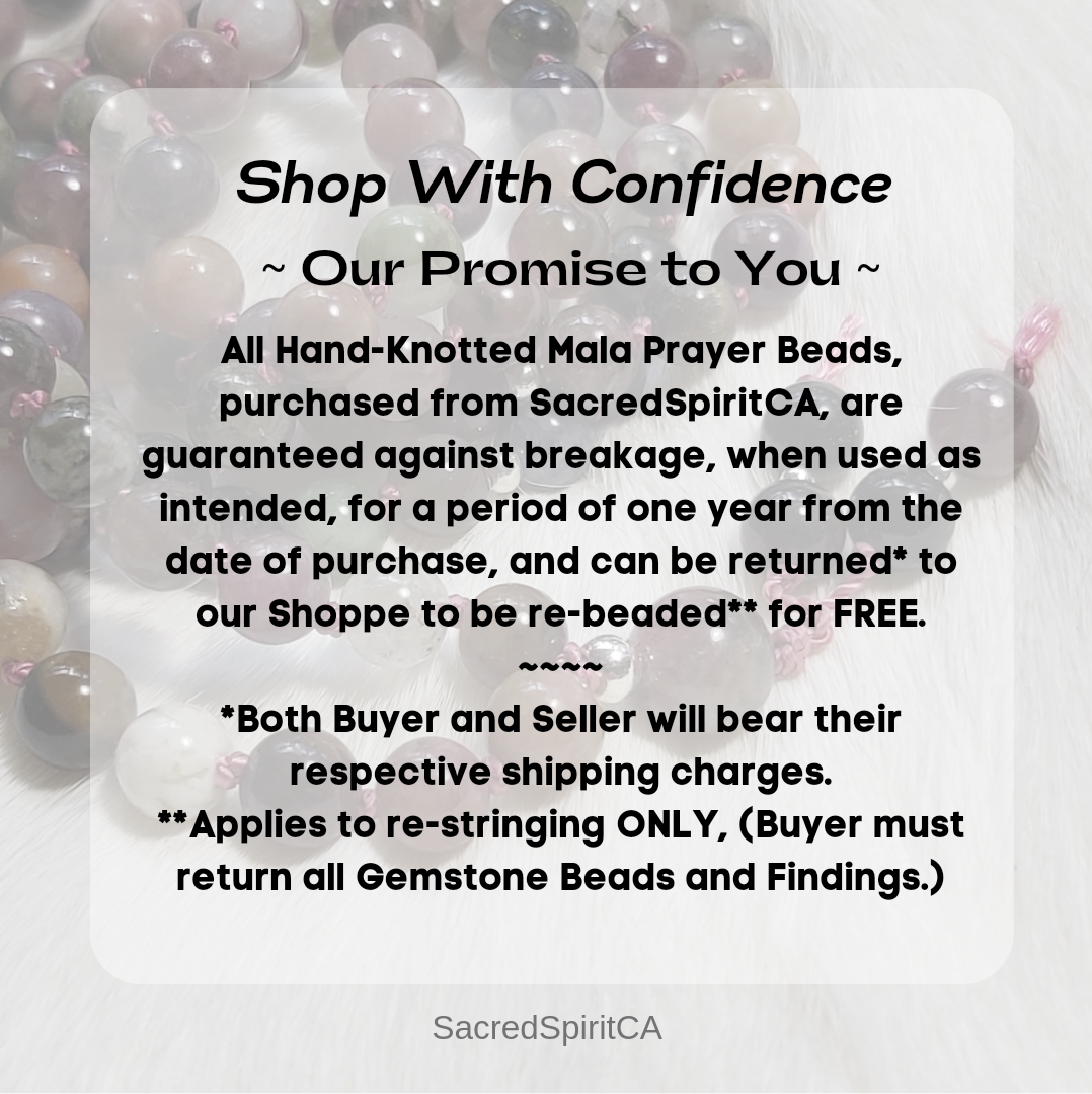 Grounded ~ MULTI-COLOR TOURMALINE Gemstone and 925 Sterling Silver Accents Meditation Gift Set. Mala Necklace, Hand-Knotted 108 Beads.
